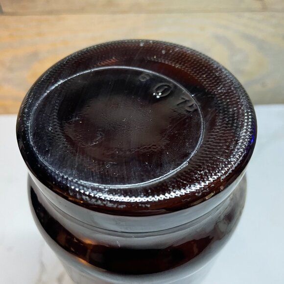 Dark Amber Glass with Lid Fleur-De-Lis Design Borden Apothecary Jar Cremora - Picture 7 of 7